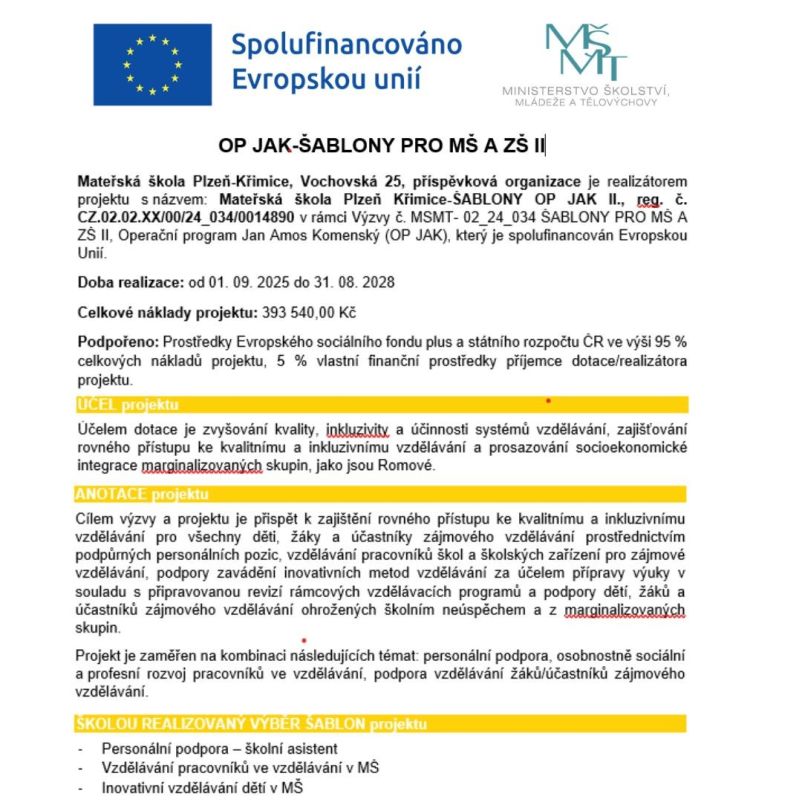 OP - jak - šablony pro MŠ a ZŠ OP - jak - šablony pro MŠ a ZŠ